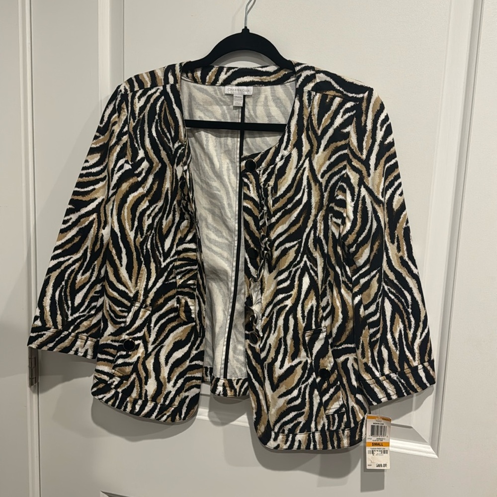 NWT Chart club Small Gold black animal Print MSRP $69 blazer jacket
